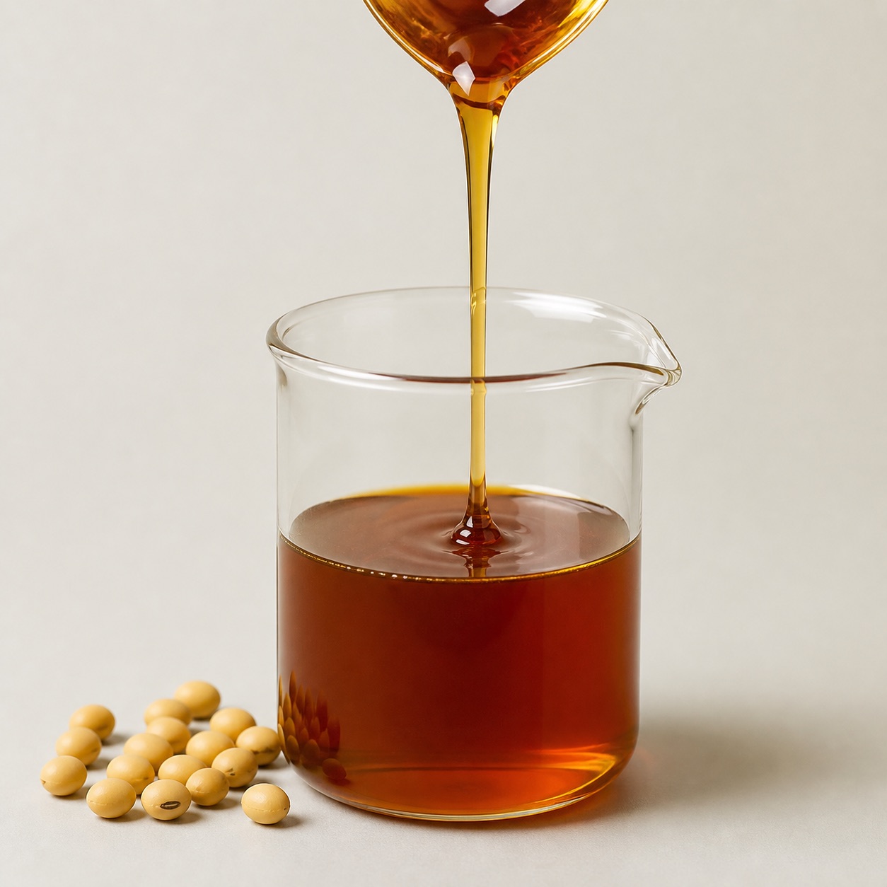 Liquid soy lecithin in laboratory beaker